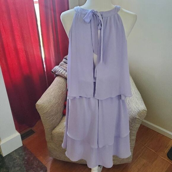 Cupcakes & Cashmere Livia Lavender Chiffon Dress Size Large - Picture 6 of 11